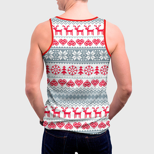 Мужская майка без рукавов Вязаный рисунок / 3D-Красный – фото 4