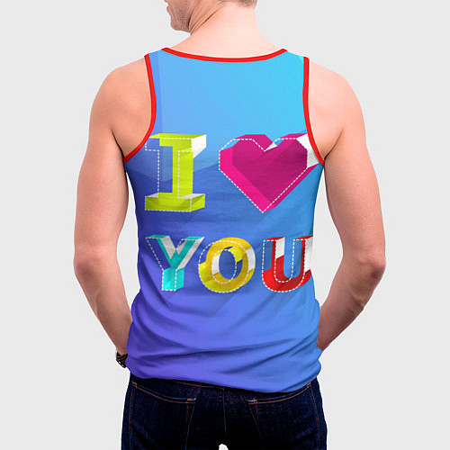 Мужская майка без рукавов I LOVE YOU / 3D-Красный – фото 4
