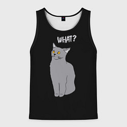 Майка-безрукавка мужская What cat, цвет: 3D-черный