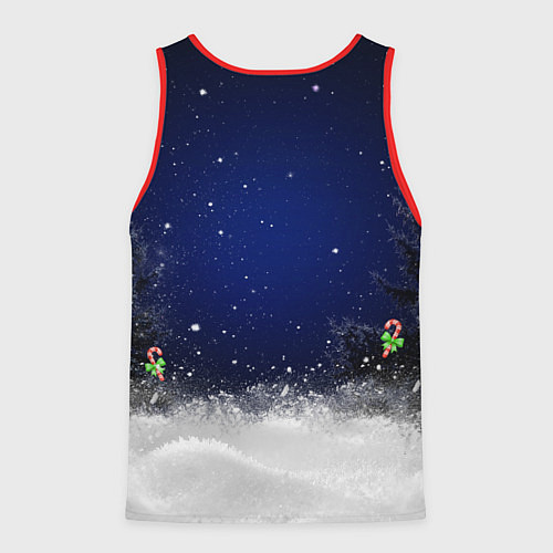 Мужская майка без рукавов Новогодний Кот / 3D-Красный – фото 2