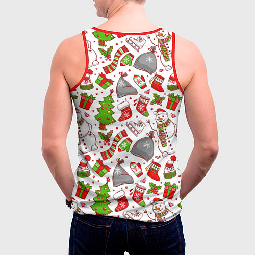 Мужская майка без рукавов Новогодний фон / 3D-Красный – фото 4
