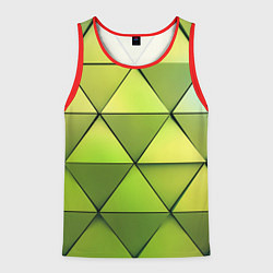 Майка-безрукавка мужская Зелёные треугольники, цвет: 3D-красный