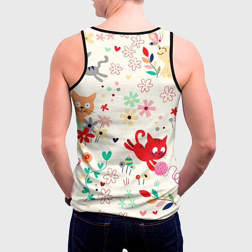 Мужская майка без рукавов Котики / 3D-Черный – фото 4