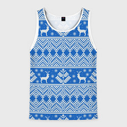 Майка-безрукавка мужская НОВОГОДНИЙ СВИТЕР С ОЛЕНЯМИ, цвет: 3D-белый
