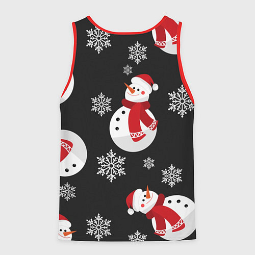 Мужская майка без рукавов Новогодний снеговик / 3D-Красный – фото 2