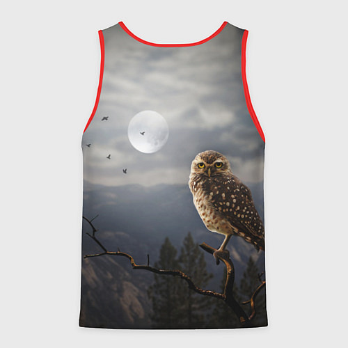 Мужская майка без рукавов Сова / 3D-Красный – фото 2