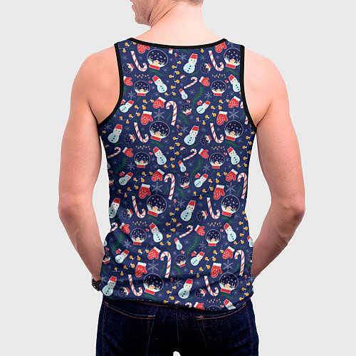Мужская майка без рукавов Новый Год / 3D-Черный – фото 4
