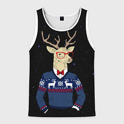 Майка-безрукавка мужская Hipster Deer, цвет: 3D-белый