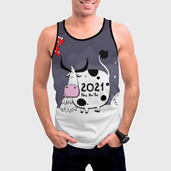 Майка-безрукавка мужская Корова 2021, цвет: 3D-черный — фото 2