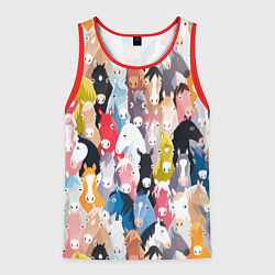 Майка-безрукавка мужская Цветные лошади, цвет: 3D-красный