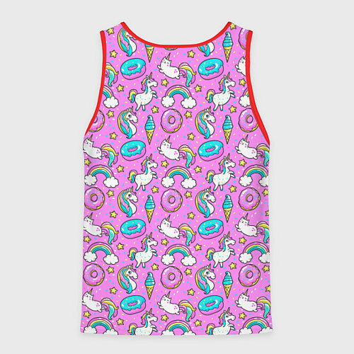 Мужская майка без рукавов Единороги и пончики / 3D-Красный – фото 2