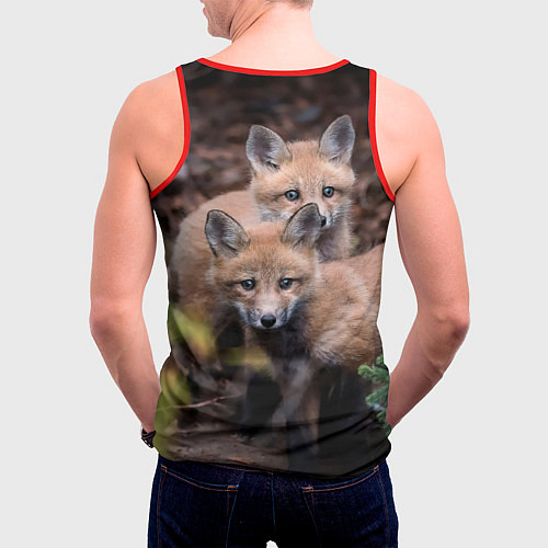 Мужская майка без рукавов Лисички фото / 3D-Красный – фото 4