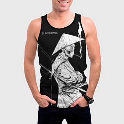 Майка-безрукавка мужская Самурай скелет с трубкой, цвет: 3D-черный — фото 2