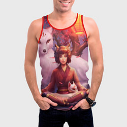 Майка-безрукавка мужская Девушка-лиса, цвет: 3D-красный — фото 2