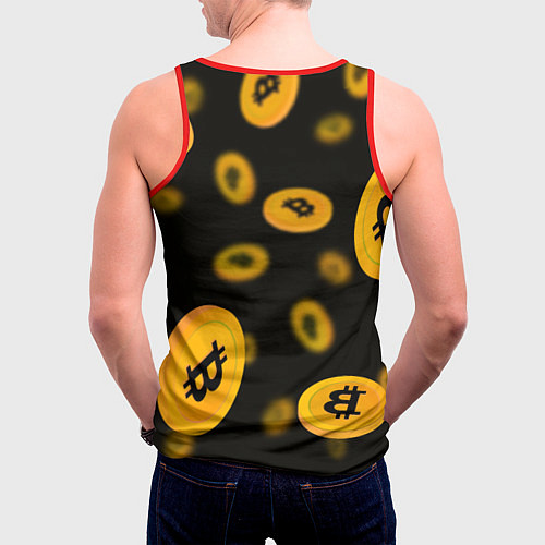 Мужская майка без рукавов БИТКОИН BITCOIN / 3D-Красный – фото 4