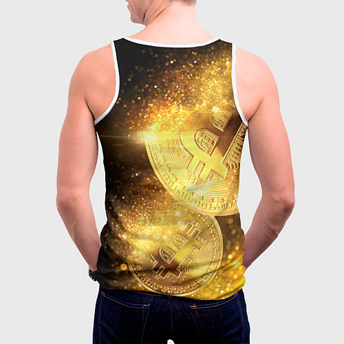 Мужская майка без рукавов БИТКОИН ЗОЛОТО BITCOIN GOLD / 3D-Белый – фото 4