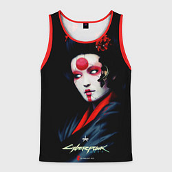 Майка-безрукавка мужская Cyberpunk 2077 самурай, цвет: 3D-красный