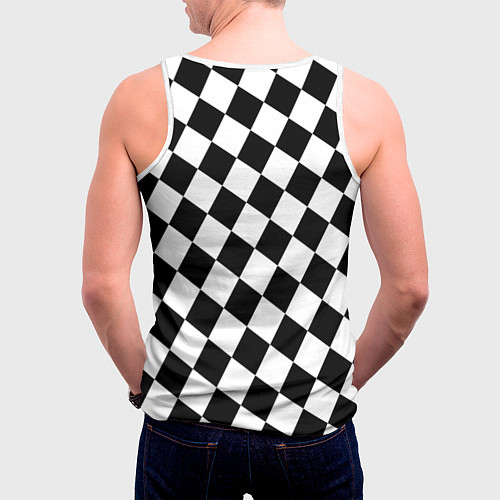 Мужская майка без рукавов Шахматы / 3D-Белый – фото 4