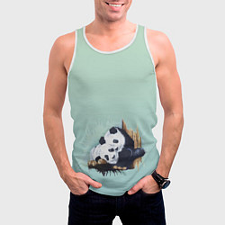Майка-безрукавка мужская Акварельные панды, цвет: 3D-белый — фото 2