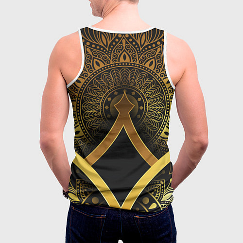 Мужская майка без рукавов Валерий Меладзе золото мандала / 3D-Белый – фото 4