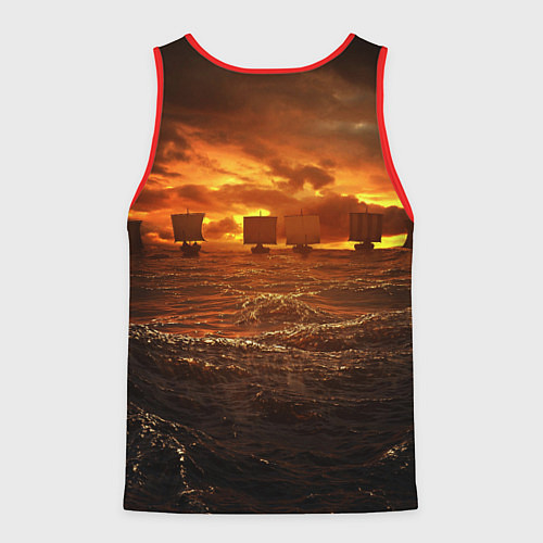 Мужская майка без рукавов Valheim Корабли / 3D-Красный – фото 2