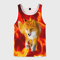 Майка-безрукавка мужская Fire Fox, цвет: 3D-белый