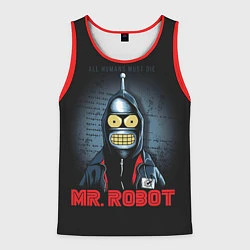 Майка-безрукавка мужская Bender x mr robot, цвет: 3D-красный