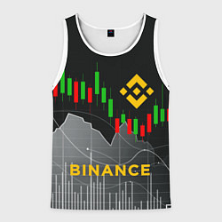 Майка-безрукавка мужская BINANCE БИНАНС ГРАФИК, цвет: 3D-белый