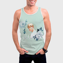 Майка-безрукавка мужская Чимин в цветах, цвет: 3D-белый — фото 2