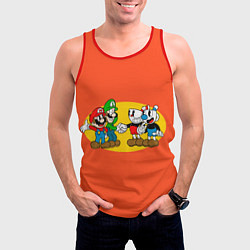 Майка-безрукавка мужская CupHead x Mario, цвет: 3D-красный — фото 2