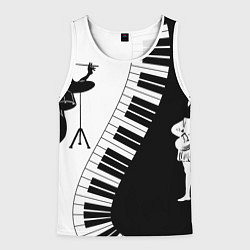 Майка-безрукавка мужская Черно Белое пианино, цвет: 3D-белый