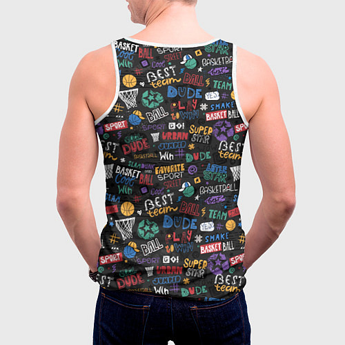 Мужская майка без рукавов Баскетбол / 3D-Белый – фото 4