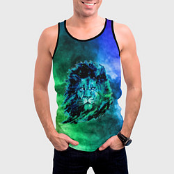 Майка-безрукавка мужская Космический лев, цвет: 3D-черный — фото 2