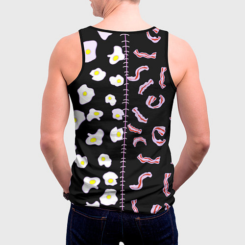 Мужская майка без рукавов Яичница с беконом / 3D-Черный – фото 4