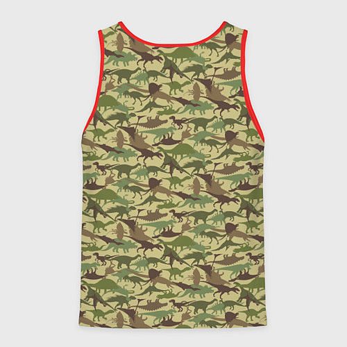 Мужская майка без рукавов Динозавры камуфляж / 3D-Красный – фото 2