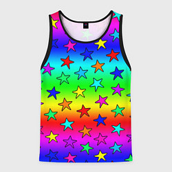 Майка-безрукавка мужская Радужные звезды, цвет: 3D-черный