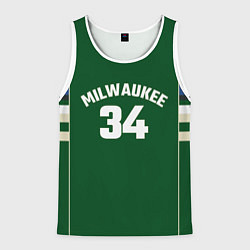 Майка-безрукавка мужская Milwaukee Bucks Гостевая форма Яннис Адетокумбо, цвет: 3D-белый