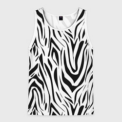 Майка-безрукавка мужская Черно-белая зебра, цвет: 3D-белый