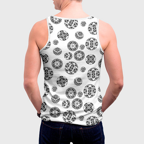 Мужская майка без рукавов Черно-белый геометрический узор / 3D-Белый – фото 4