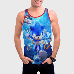 Майка-безрукавка мужская SONIC СИНИЙ ЁЖ Z, цвет: 3D-красный — фото 2