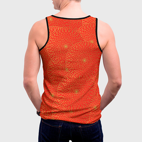 Мужская майка без рукавов ЗОЛОТЫЕ ХРИЗАНТЕМЫ ПАТТЕРН / 3D-Черный – фото 4