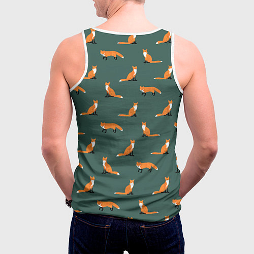 Мужская майка без рукавов Лисы паттерн / 3D-Белый – фото 4