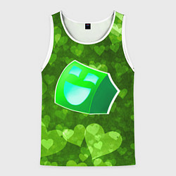 Майка-безрукавка мужская Geometry Dash: Green Love Z, цвет: 3D-белый