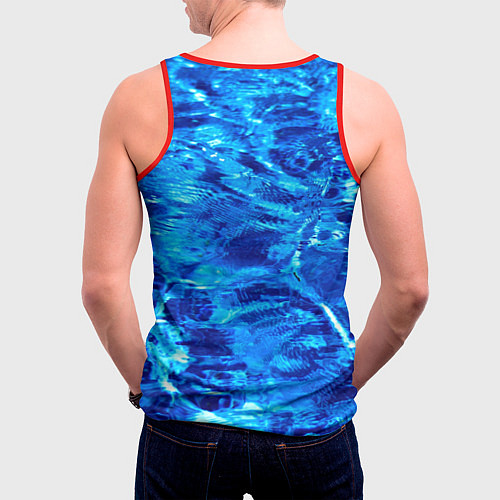 Мужская майка без рукавов Голубая Вода Текстура / 3D-Красный – фото 4
