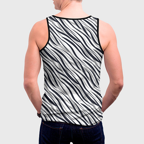 Мужская майка без рукавов Черно-белый полосатый тигровый / 3D-Черный – фото 4