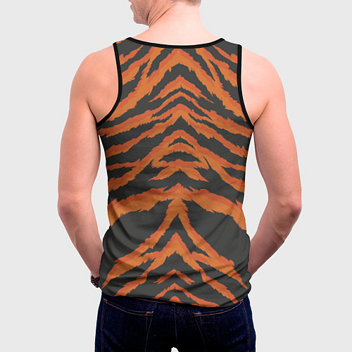 Мужская майка без рукавов Шкура тигра оранжевая / 3D-Черный – фото 4