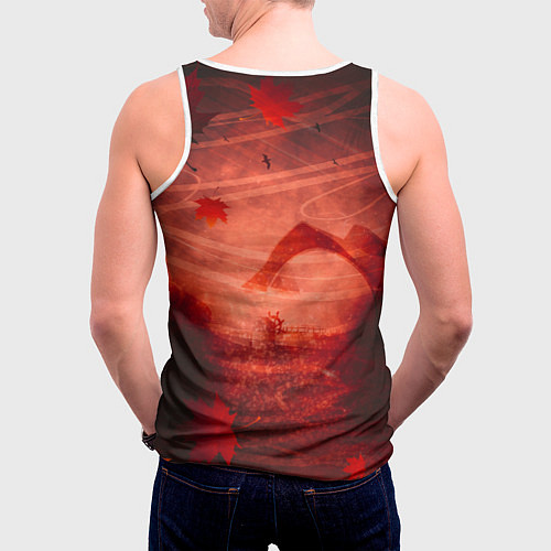 Мужская майка без рукавов Кадзуха в кленовых листьях / 3D-Белый – фото 4