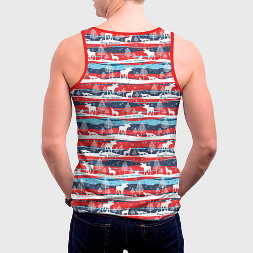 Мужская майка без рукавов Merry Christmas лесные звери / 3D-Красный – фото 4