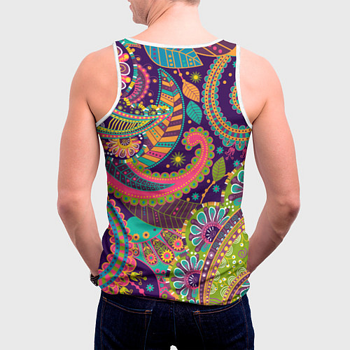 Мужская майка без рукавов Яркий красочный узор / 3D-Белый – фото 4