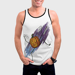 Майка-безрукавка мужская Агрессивная тыква, цвет: 3D-черный — фото 2